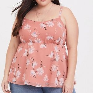Torrid Peach Floral Chiffon Babydoll *NWT*